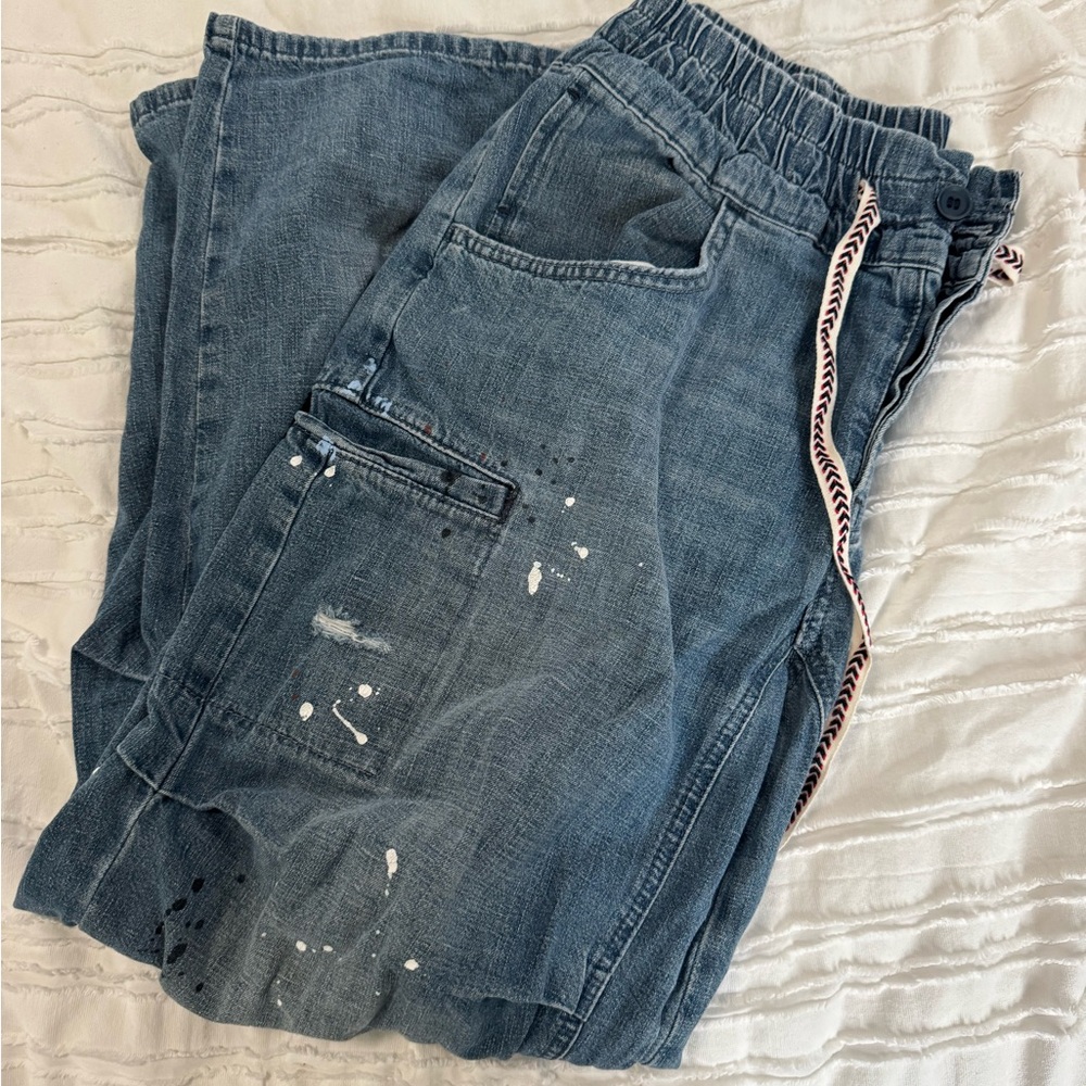 Free People Low Slung Paint Splattered Pants